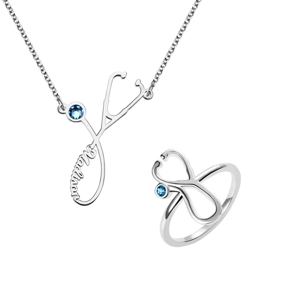 Personalised Stethoscope Necklace & Ring - United Bracelets