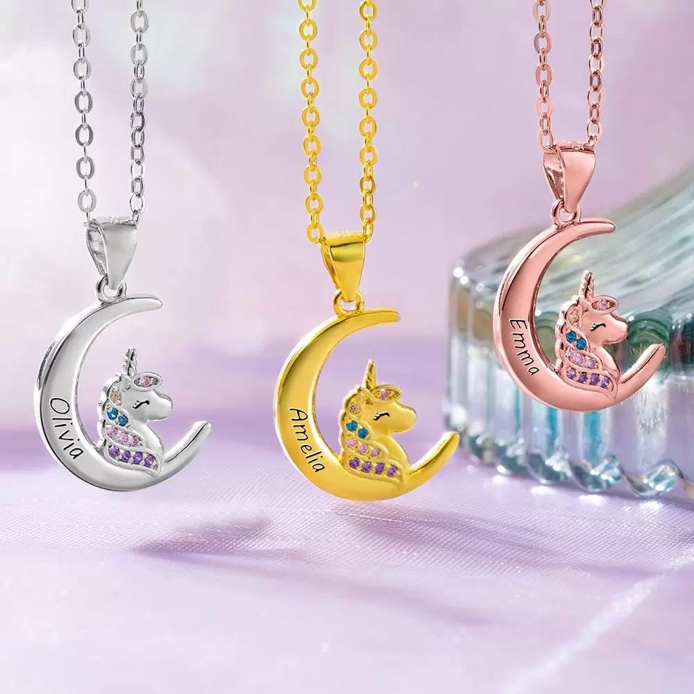 Unicorn & Crescent Moon Necklace - United Bracelets
