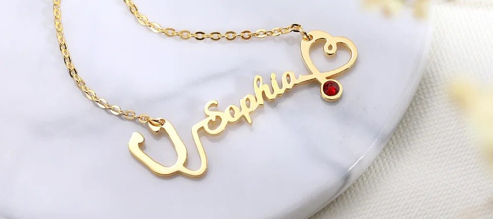 Listen to Your Heart with our Personalised Stethoscope Name Necklace - United Bracelets