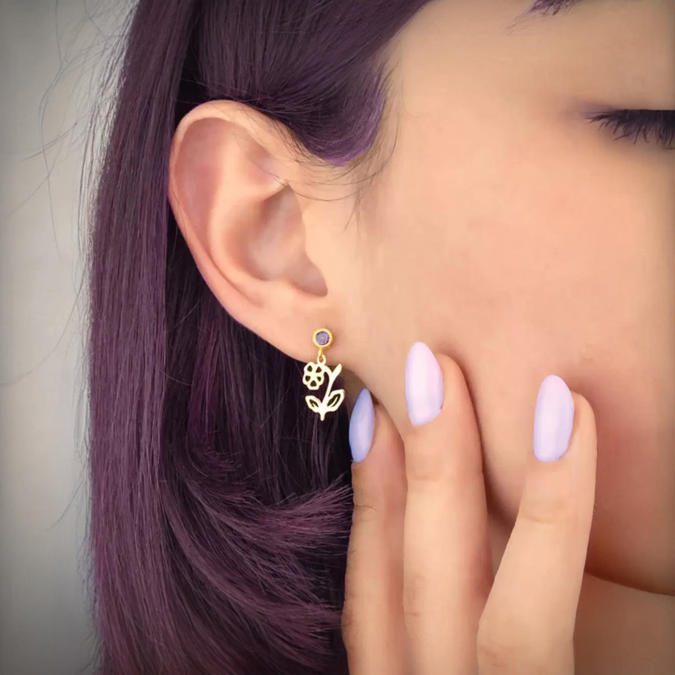 Birth Flower Earrings with Custom Birthstone