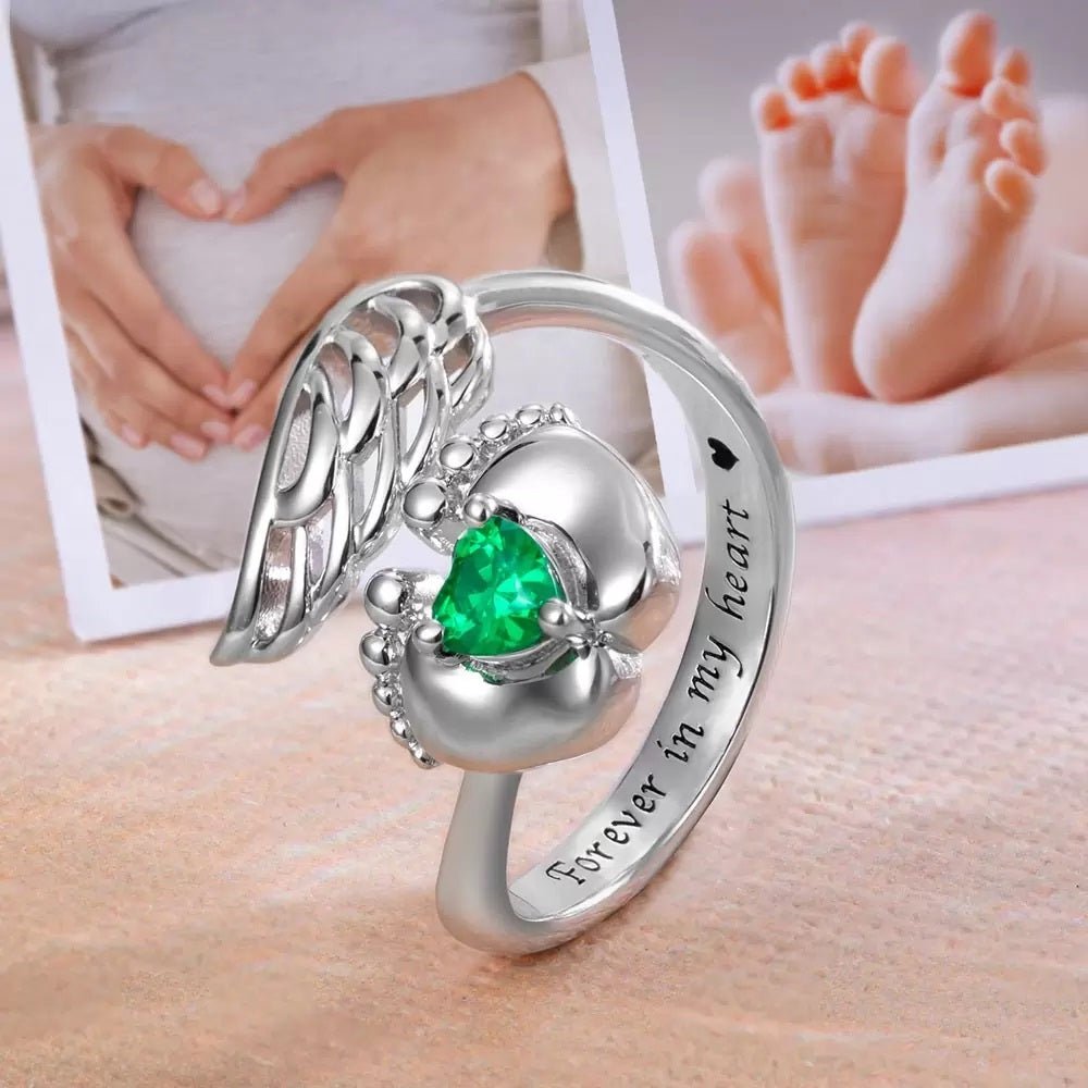 Baby Feet &amp; Angel Wing Ring - United Bracelets