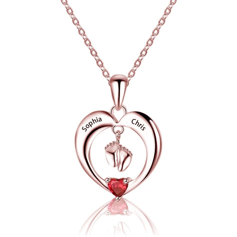 Baby Feet Heart Pendant Necklace - United Bracelets