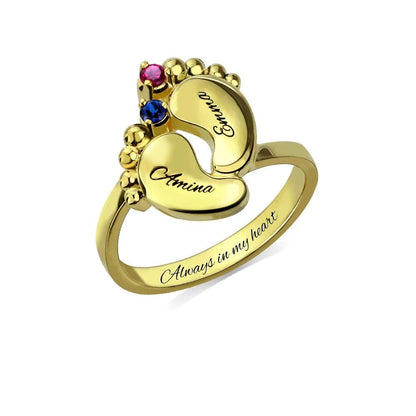 Birthstone Baby Feet Ring - United Bracelets