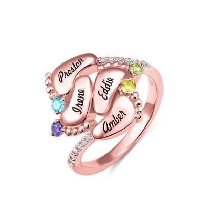 Birthstone Baby Feet Ring - United Bracelets