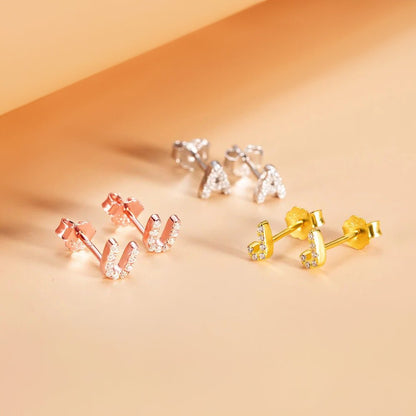 Birthstone Initial Stud Earrings - United Bracelets