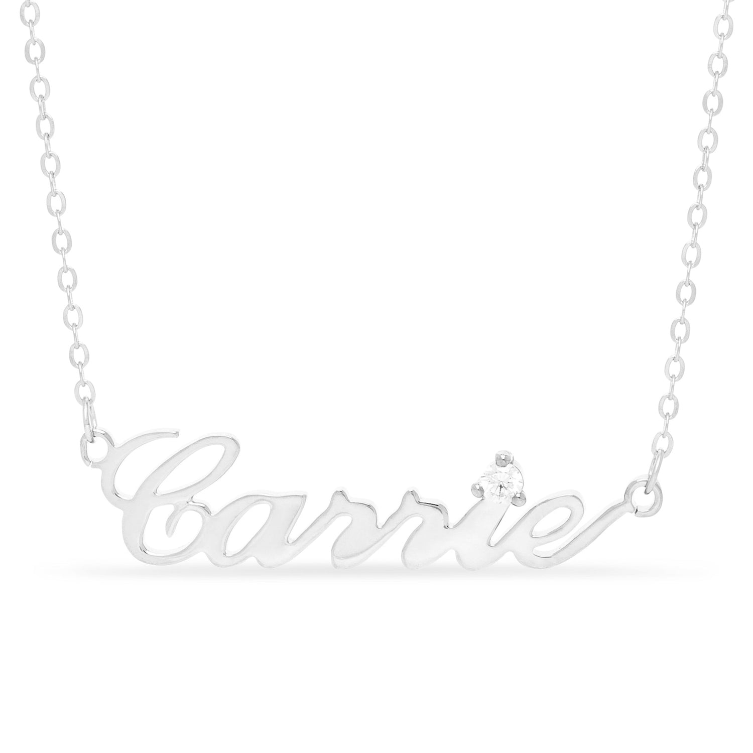 Carrie Style Name Necklace with Natural Gemstone - United Bracelets