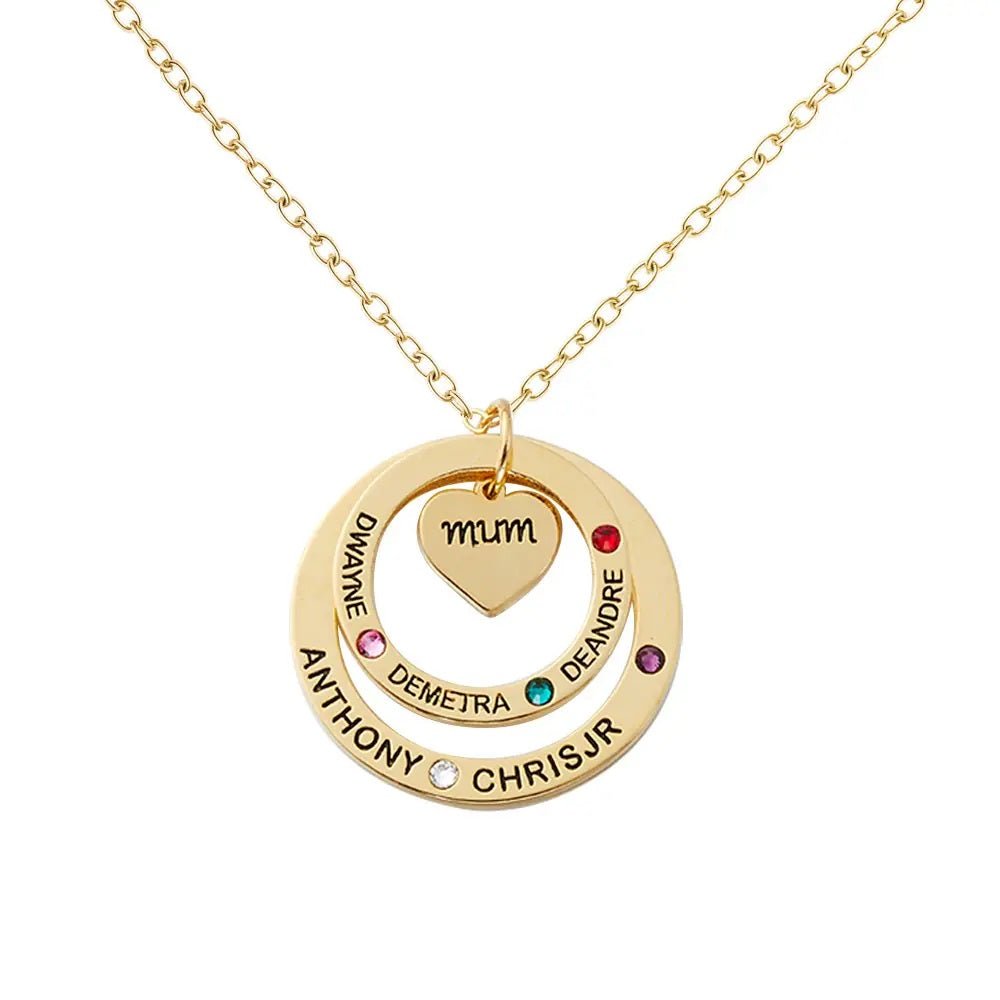 Circle of Love Name Necklace with Custom Birthstones - United Bracelets