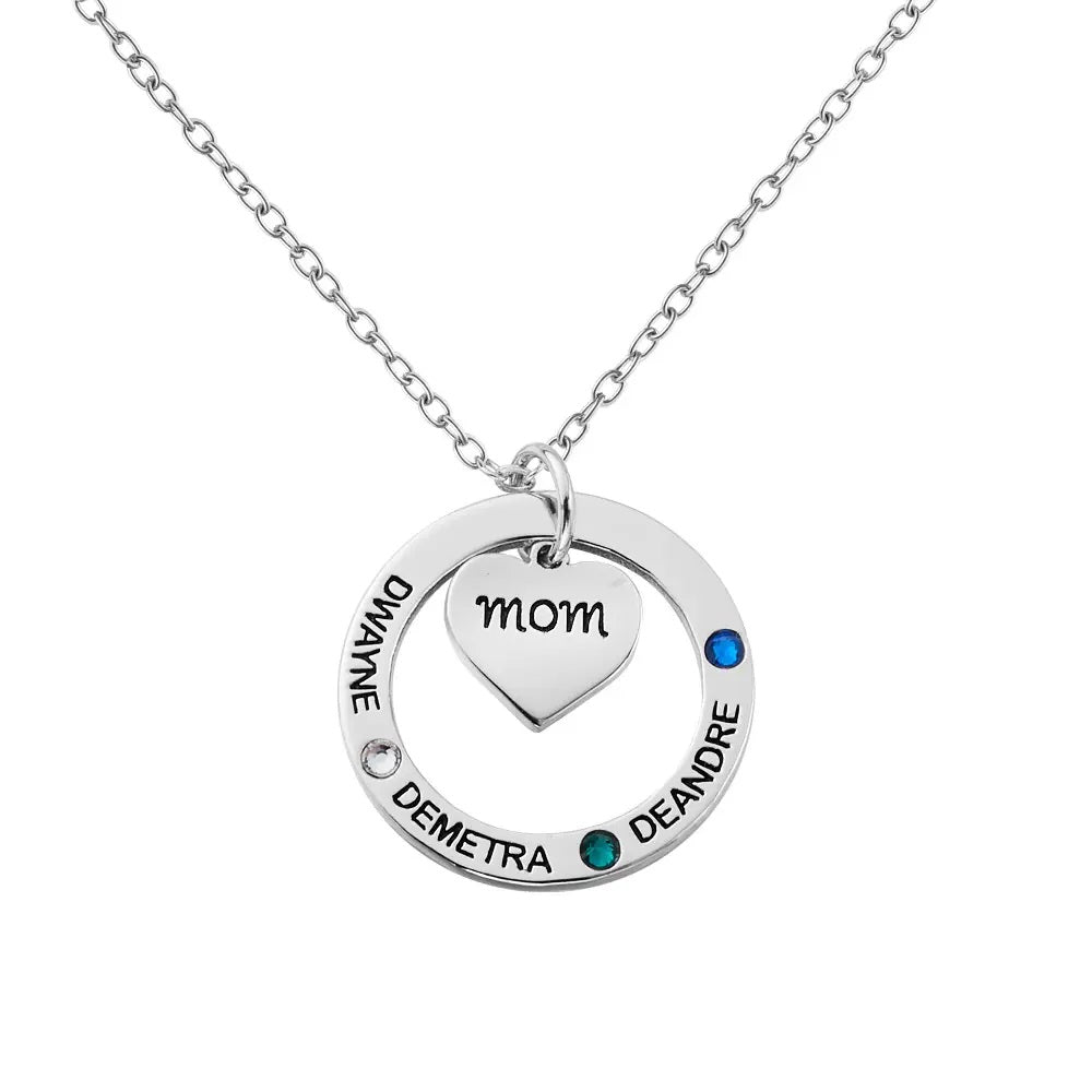 Circle of Love Name Necklace with Custom Birthstones - United Bracelets