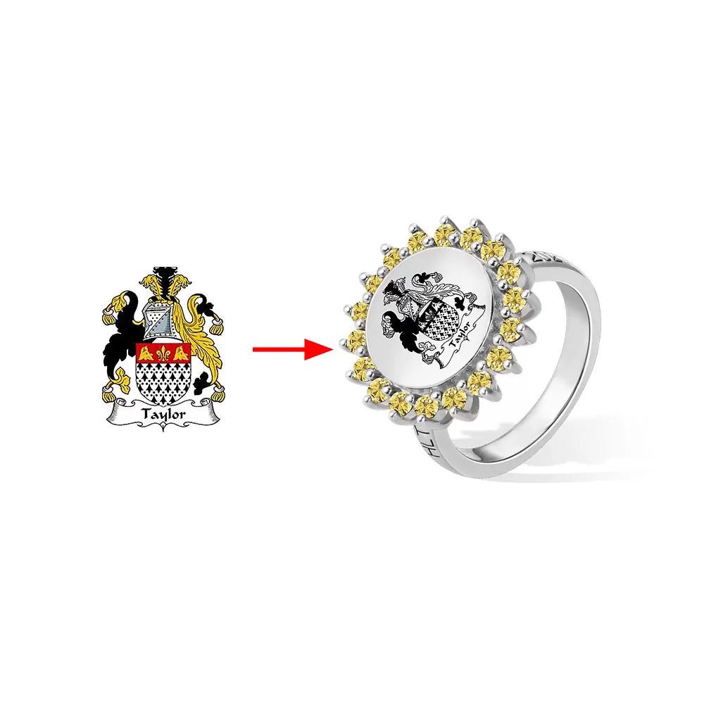 Coat of Arms Signet Ring with Personalised Birthstone - United Bracelets