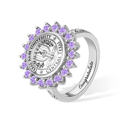 Coat of Arms Signet Ring with Personalised Birthstone - United Bracelets