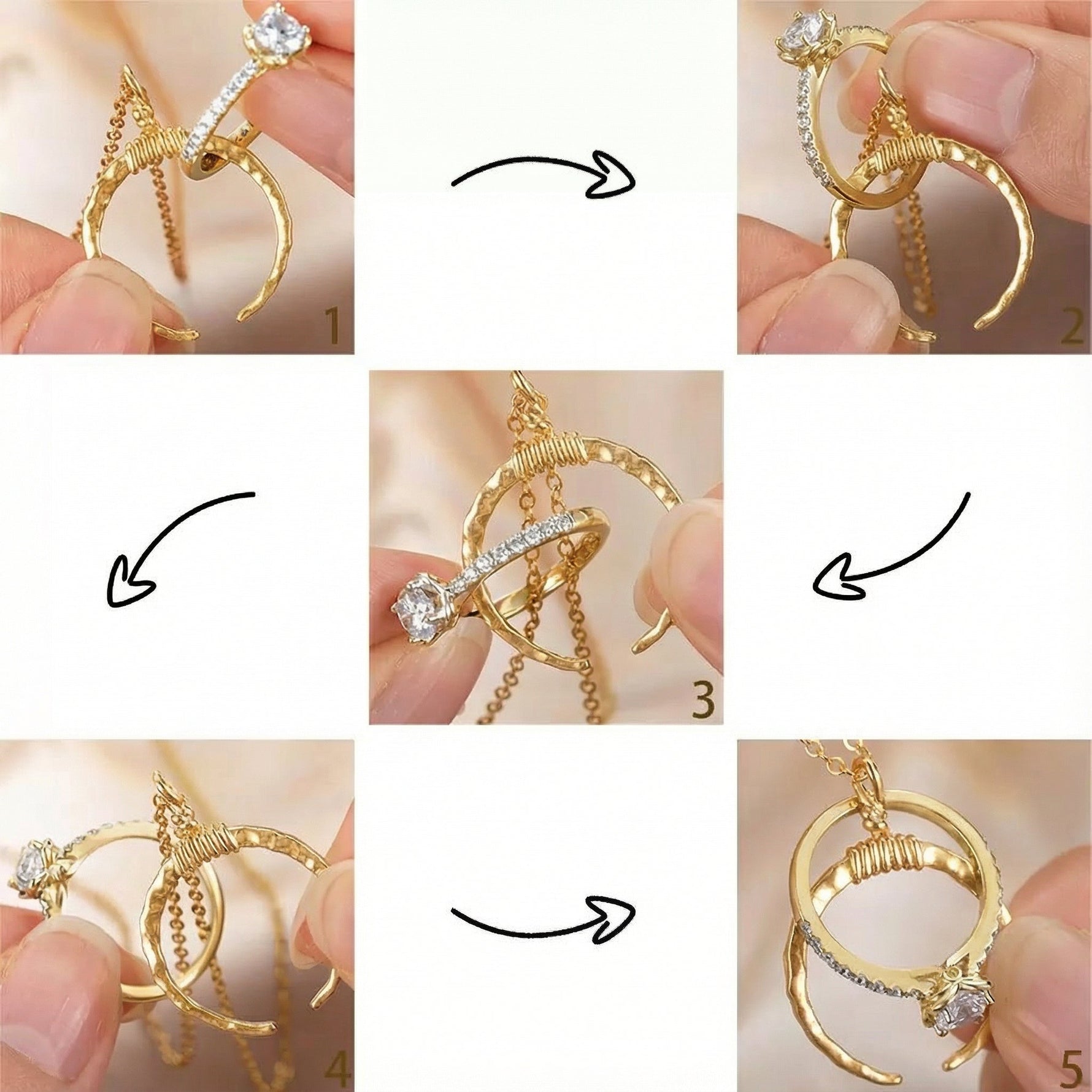 Crescent Moon Ring Holder Necklace - United Bracelets