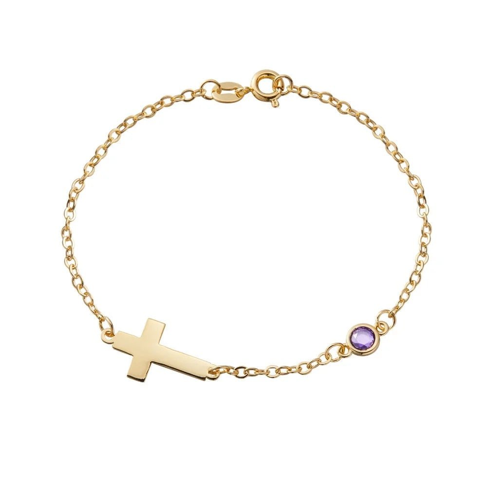 Cross Bracelet with Personalised Birthstone - United Bracelets