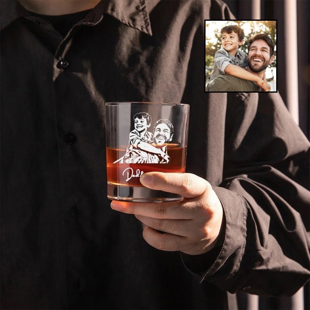 Custom Engraved Photo Whiskey Glass - United Bracelets