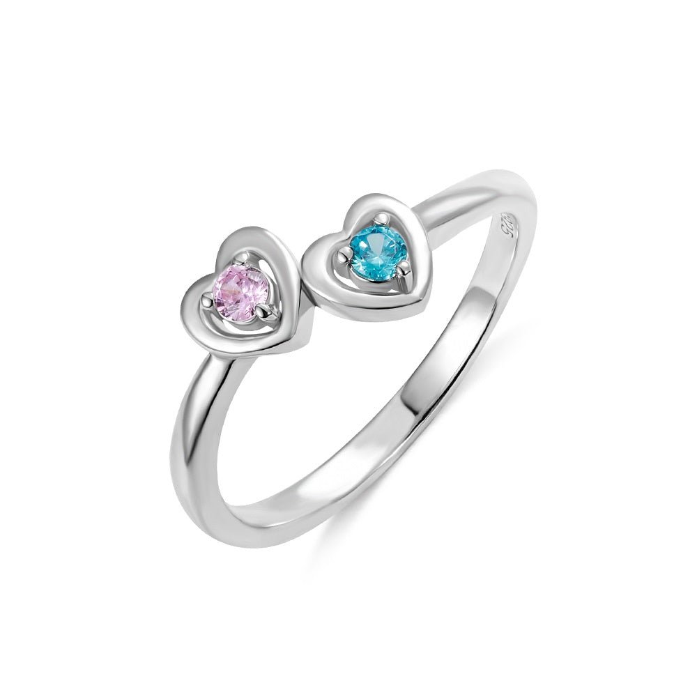 Double Heart Birthstone Ring - United Bracelets