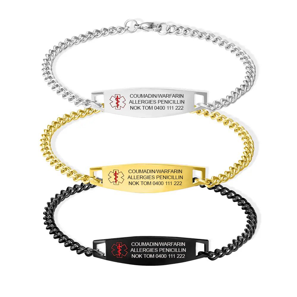 Double Sided Medical Alert Bracelet - United Bracelets