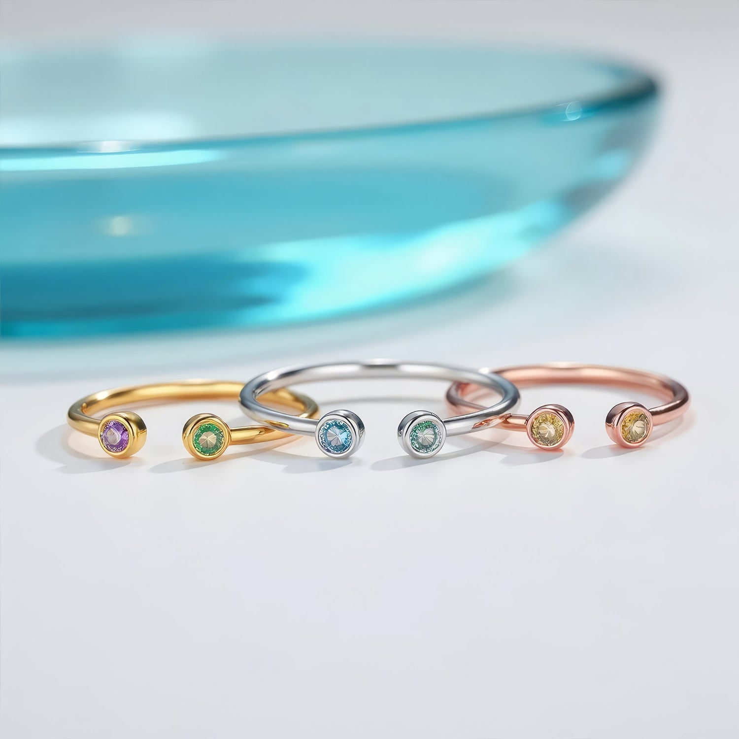 Duo Round Birthstone Ring - United Bracelets