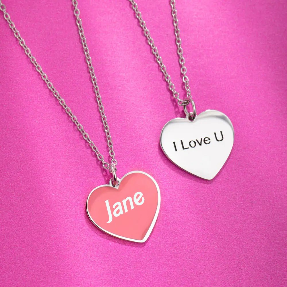 Engraved Heart Pendant with Cold Enamel - United Bracelets