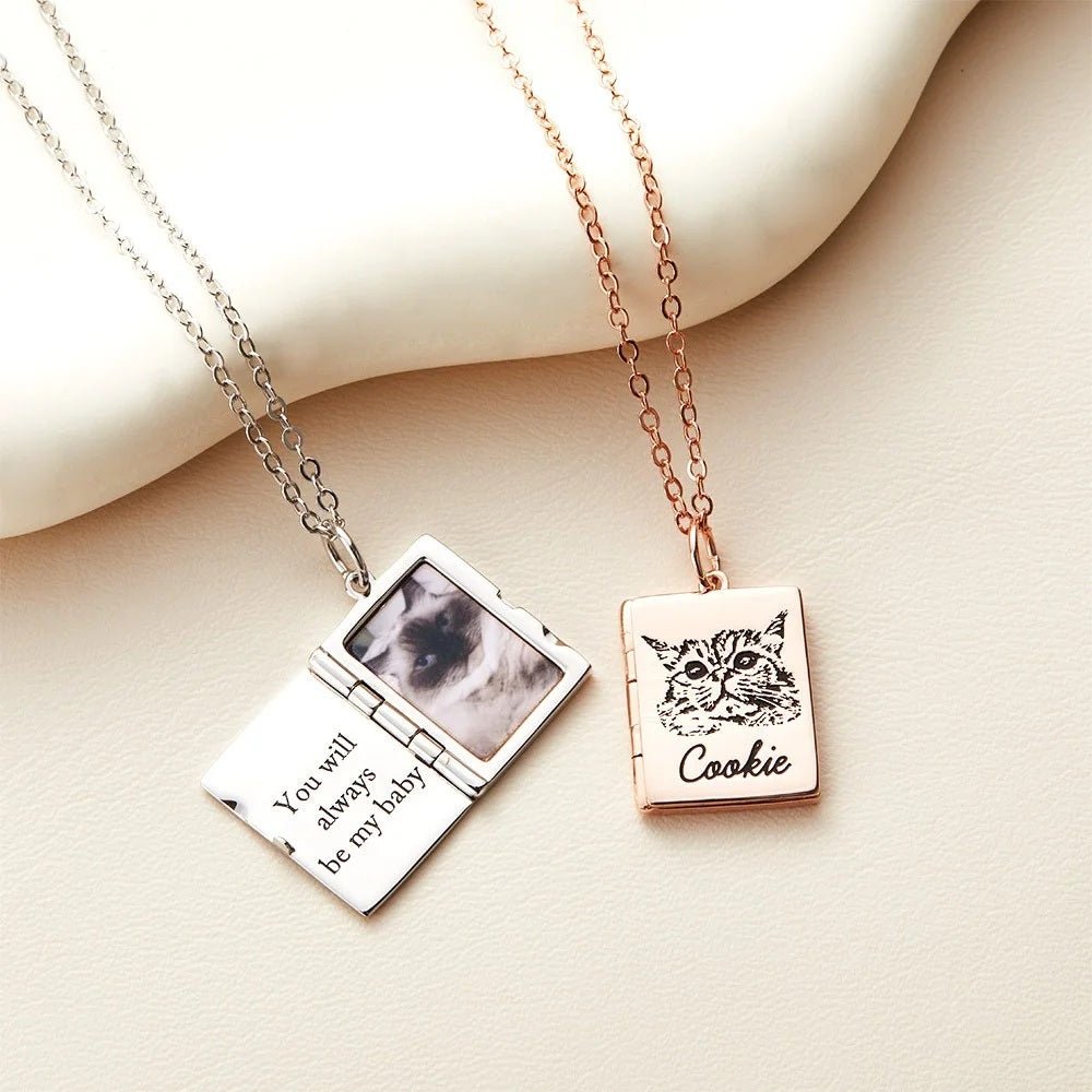 Engraved Pet Photo Book Locket - United Bracelets