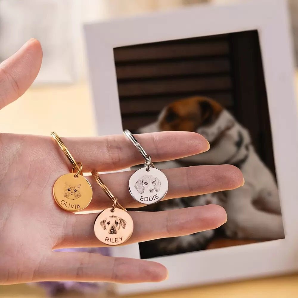 Engraved Pet Photo Pendant Keyring - United Bracelets