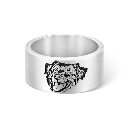 Engraved Pet Portrait Ring with Custom Name - United Bracelets