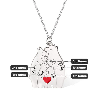 Family Bear Puzzle Necklace with Personalised Names - United Bracelets