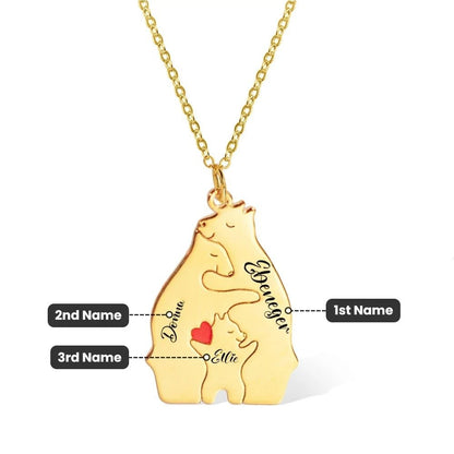 Family Bear Puzzle Necklace with Personalised Names - United Bracelets