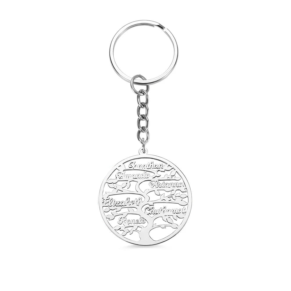 Family Tree Keychain with Personalised Names - United Bracelets