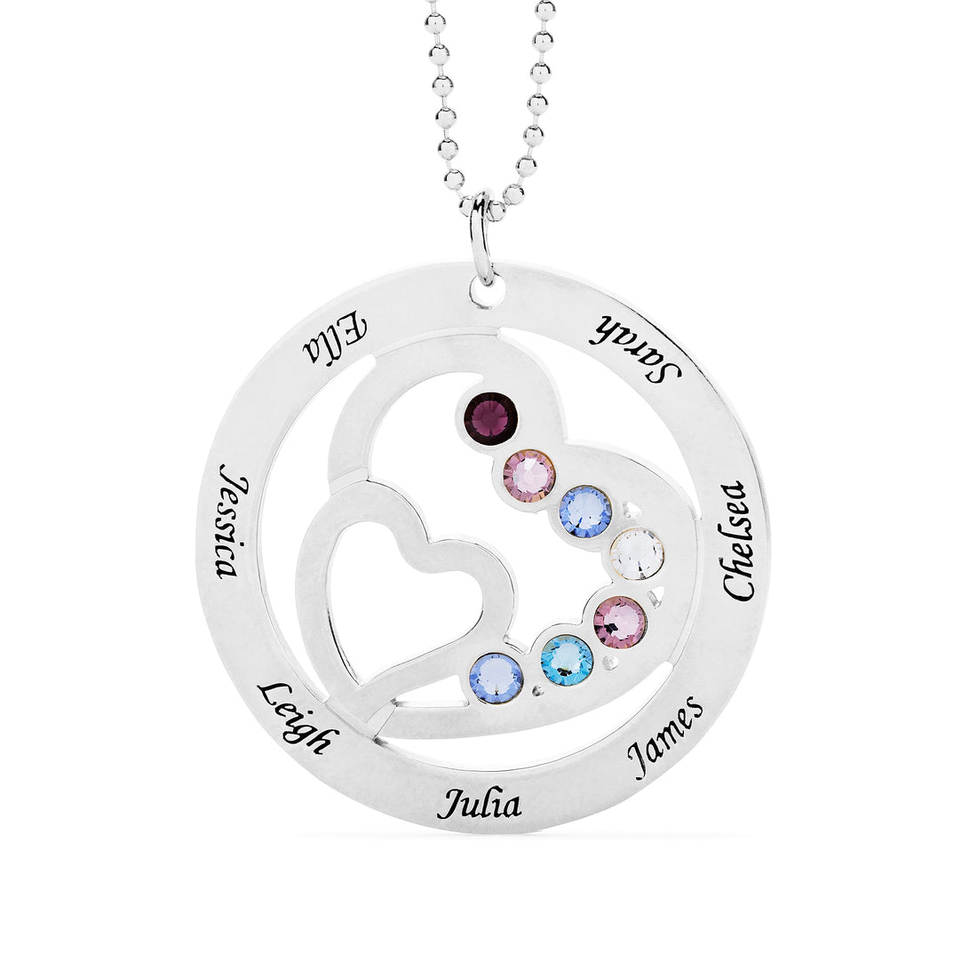 Heart In Heart Family Birthstone Necklace - United Bracelets