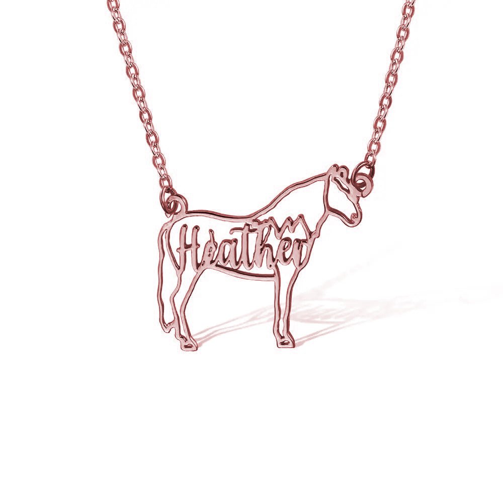 Horse Silhouette Necklace with Custom Name - United Bracelets