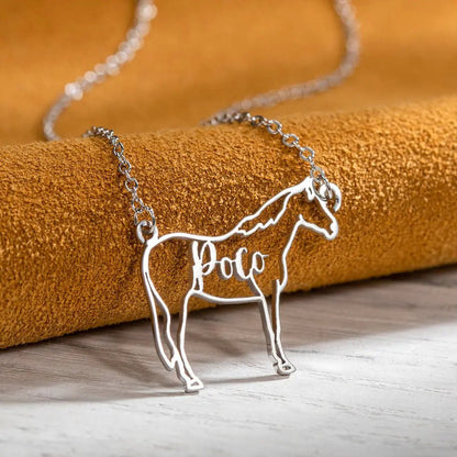 Horse Silhouette Necklace with Custom Name - United Bracelets