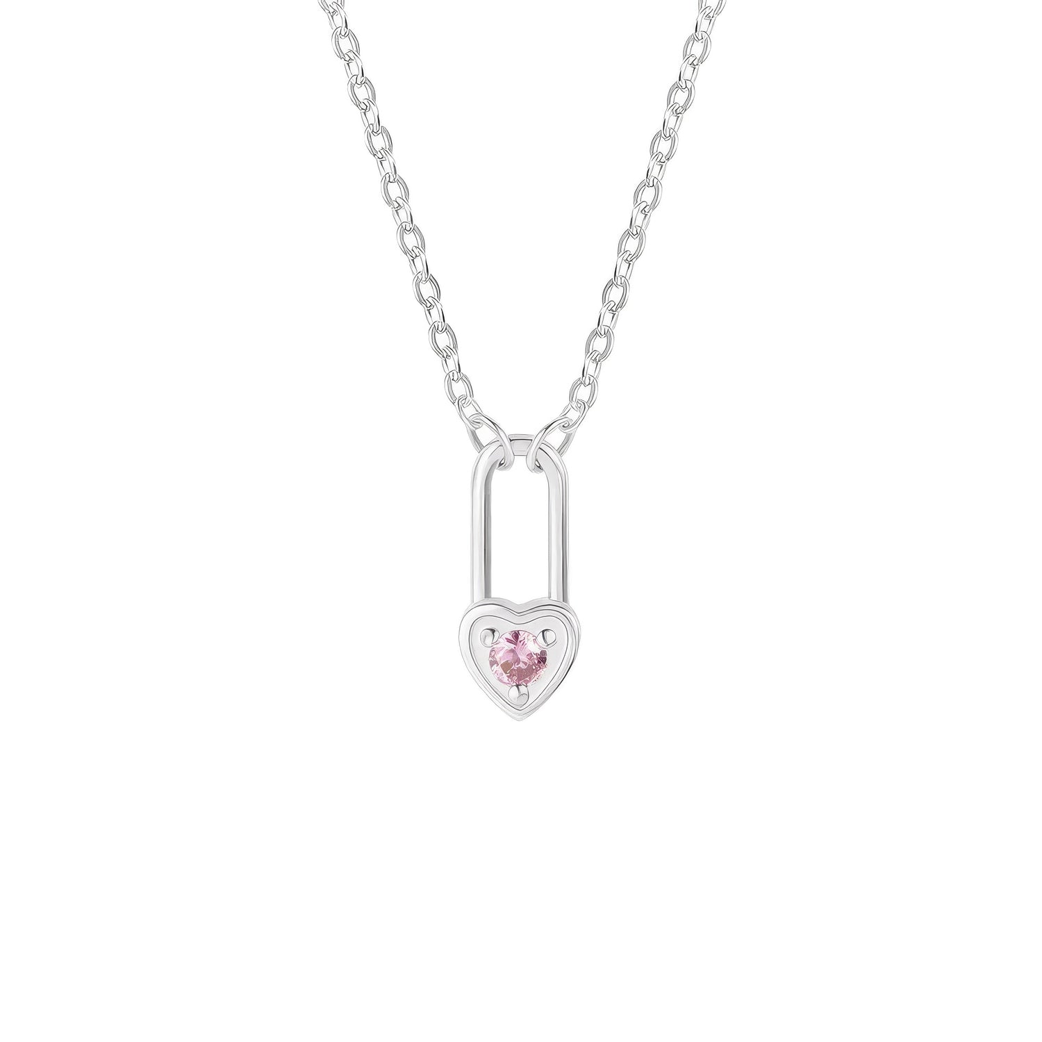 Birthstone Heart Lock Necklace