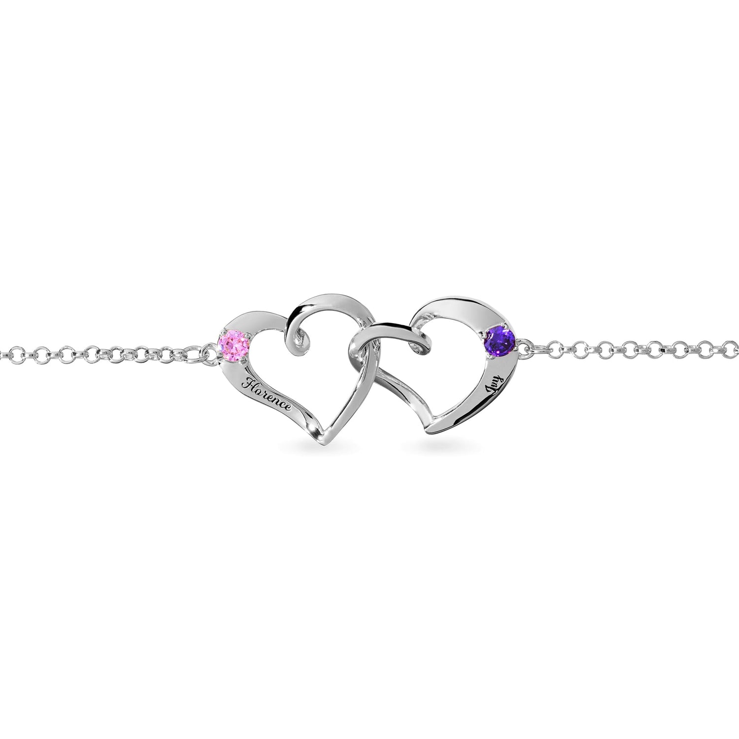 Interlocking Hearts Birthstone Bracelet - United Bracelets