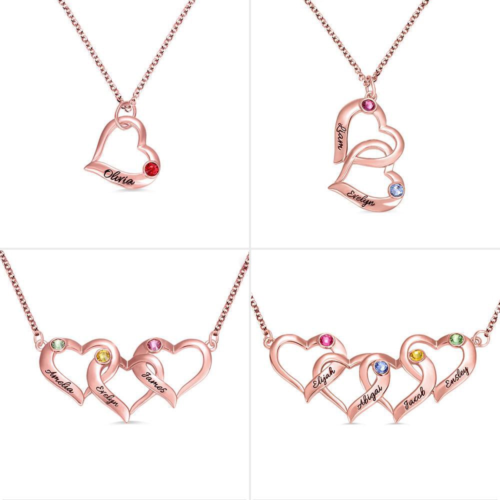 Interlocking Hearts Birthstone Necklace - United Bracelets