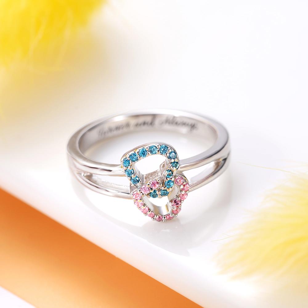 Interlocking Hearts Birthstone Ring - United Bracelets