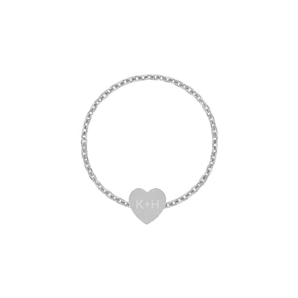 Itty Bitty Heart Chain Ring with Custom Inscription - United Bracelets