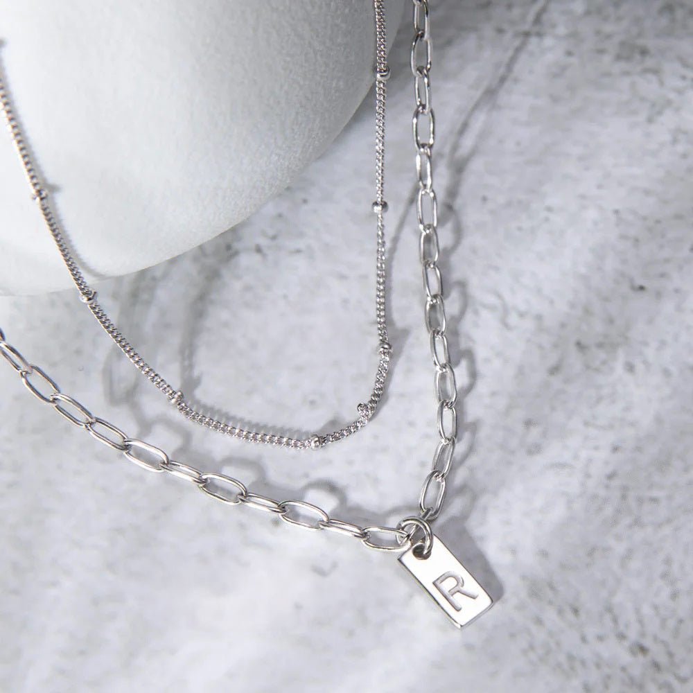 Paperclip Initial Pendant Necklace - United Bracelets