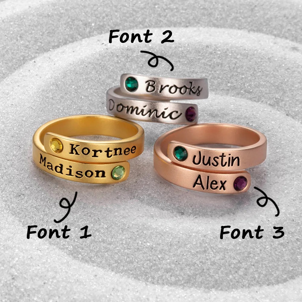 Personalised Birthstone Wrap Ring - United Bracelets