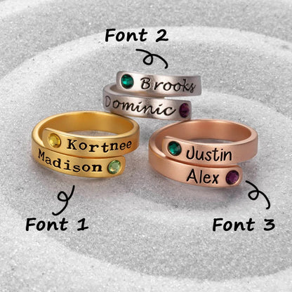 Personalised Birthstone Wrap Ring - United Bracelets