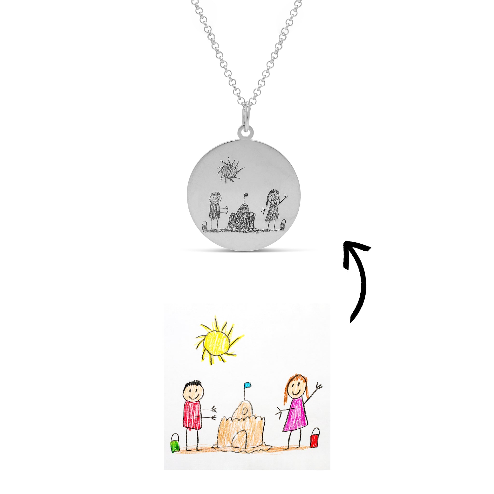 Personalised Drawing Disc Necklace - United Bracelets