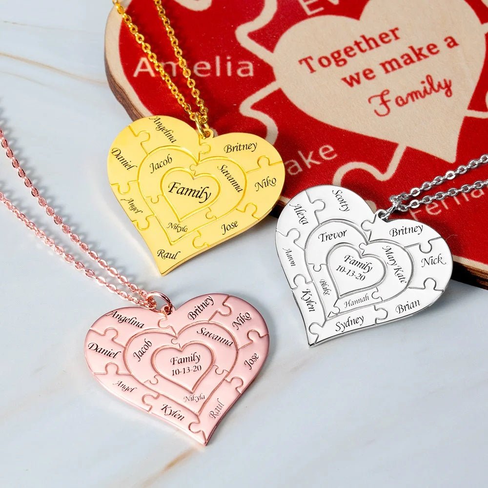 Personalised Heart Shaped Puzzle Necklace - United Bracelets