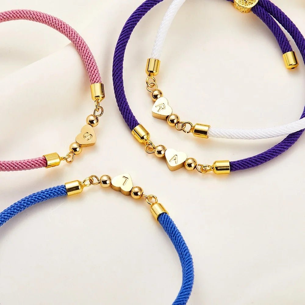 Personalised Rope Bracelet with Heart Charm - United Bracelets