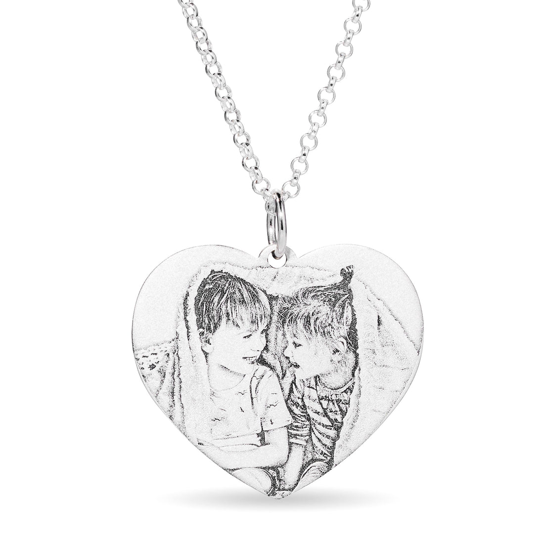 Photo Engraved Heart Necklace - United Bracelets