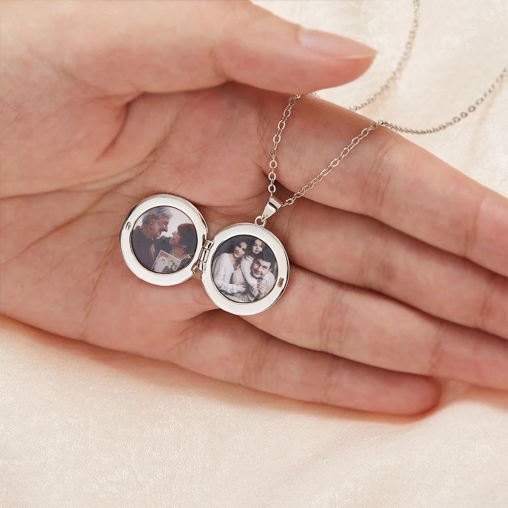 Round Photo Locket with Personalised Birth Flower - United Bracelets