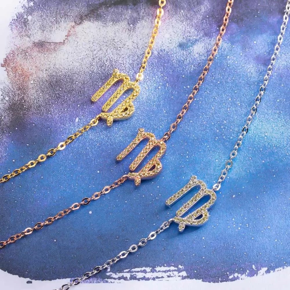 Sideways Zodiac Birthstone Necklace - United Bracelets