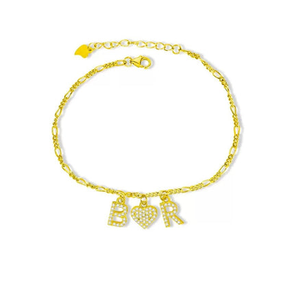 Sparkling Initial Anklet in Sterling Silver - United Bracelets