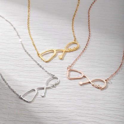 Stethoscope Infinity Necklace with Custom Name - United Bracelets