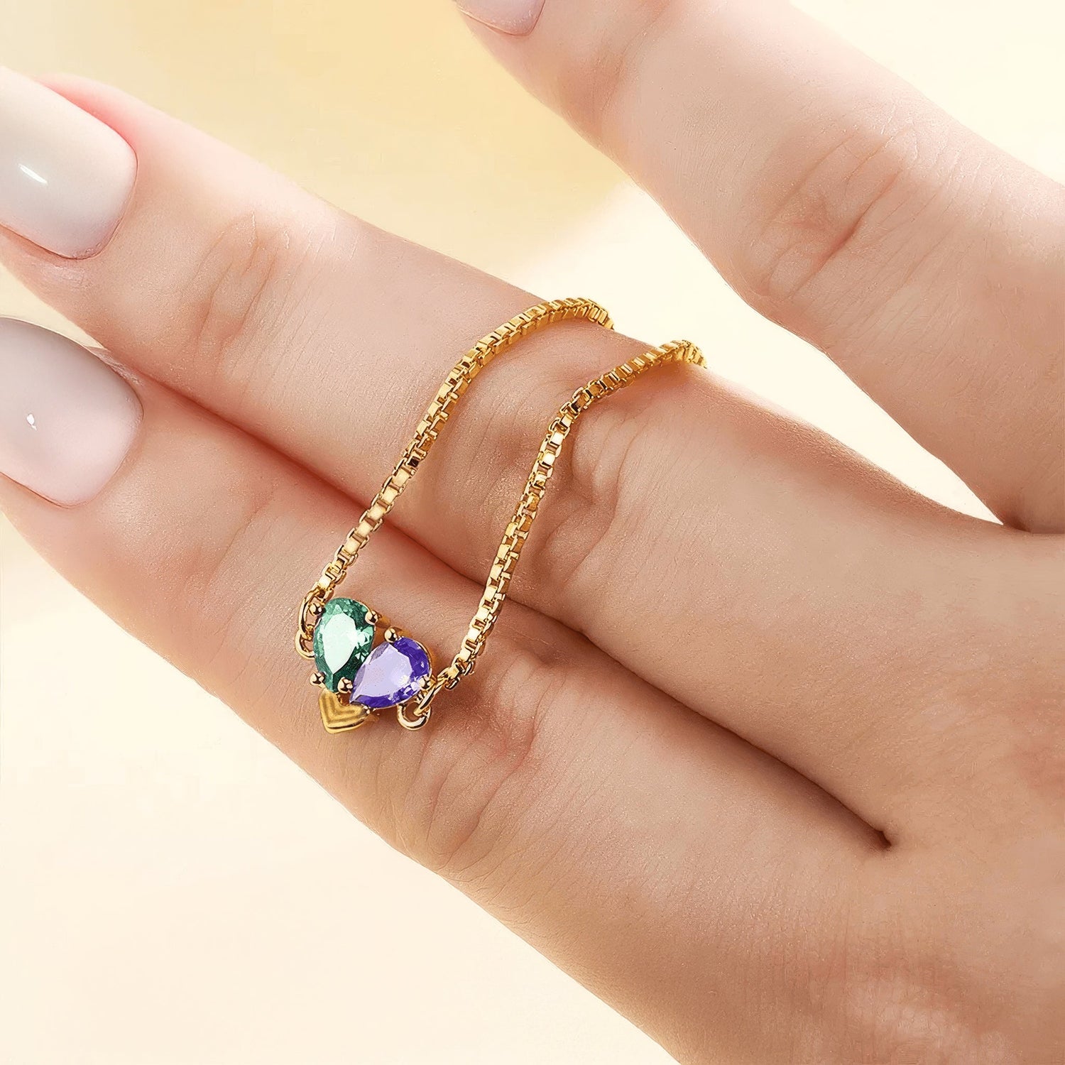 Toi et Moi Pear Birthstone Bracelet - United Bracelets