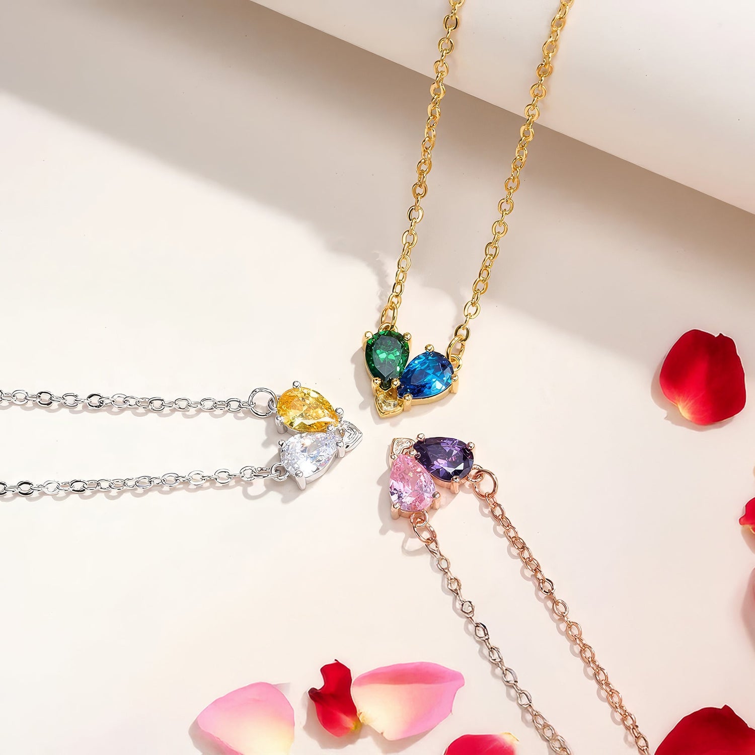 Toi et Moi Pear Birthstone Necklace - United Bracelets