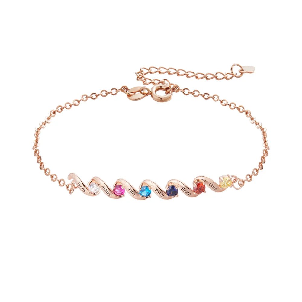 Twist Bracelet with 1 to 6 Birthstones - United Bracelets