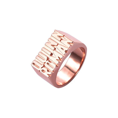 Two Name Block Letter Ring - United Bracelets